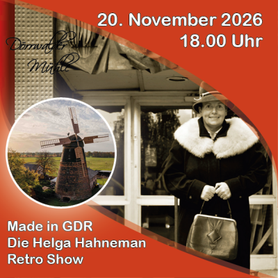 Veranstaltung: Die Helga Hahnemann Retro Show Made in GDR Fr 20.​11.​2026