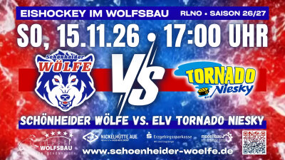 Veranstaltung: Eishockey: Schönheider Wölfe vs. Tornado Niesky So 15.​11.​2026
